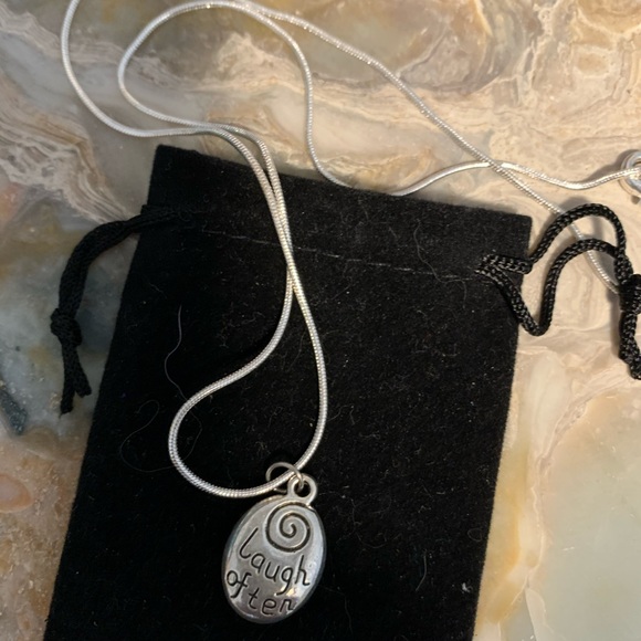 2/$60🍀Love Much Laugh Often Swirl Silver Necklace - Picture 2 of 2